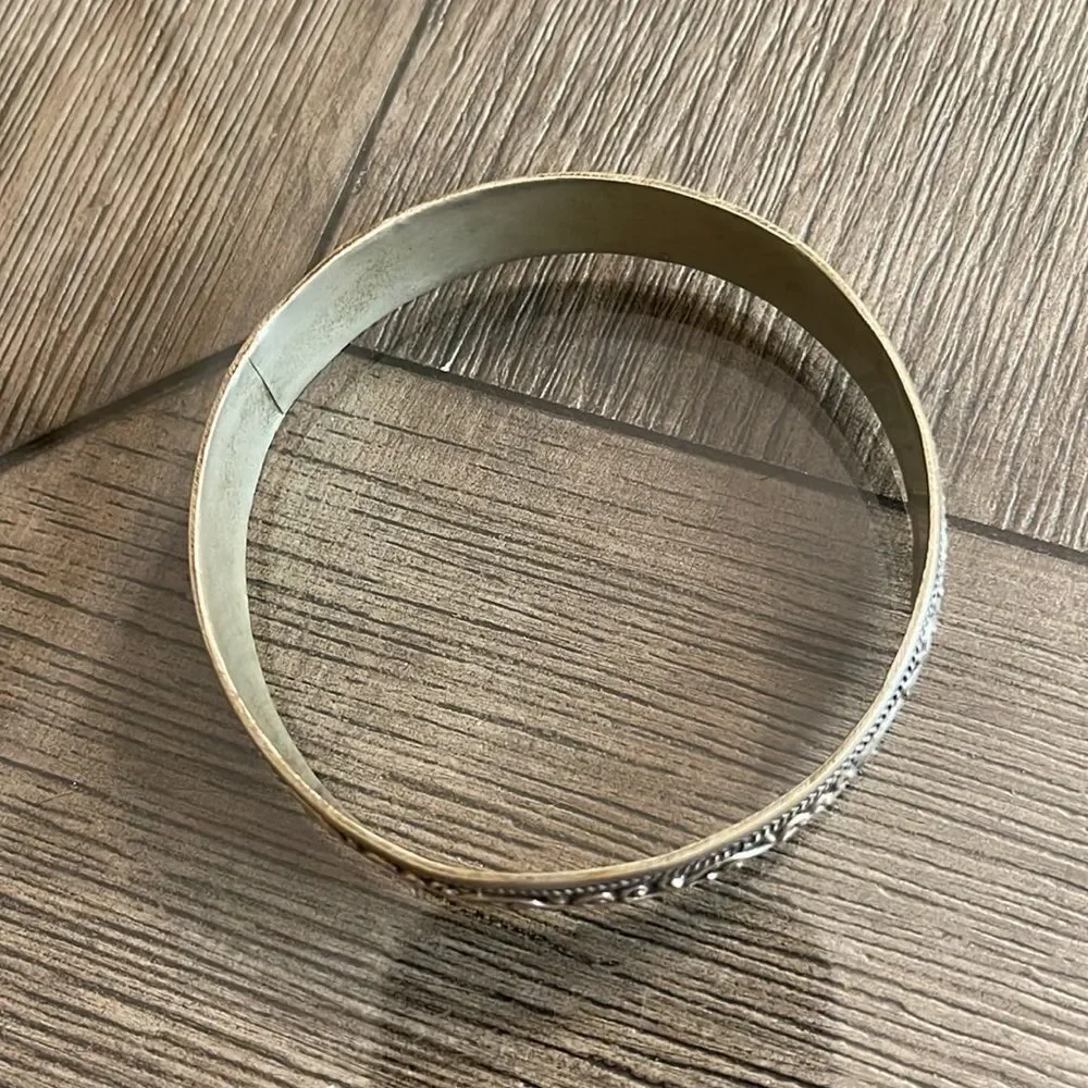 Vintage Silver-Tone Bangle Bracelet from India